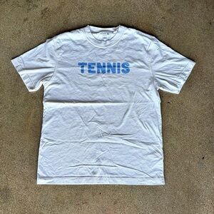 Lacoste Cream White Crewneck Tee with Green Crocodile Logo